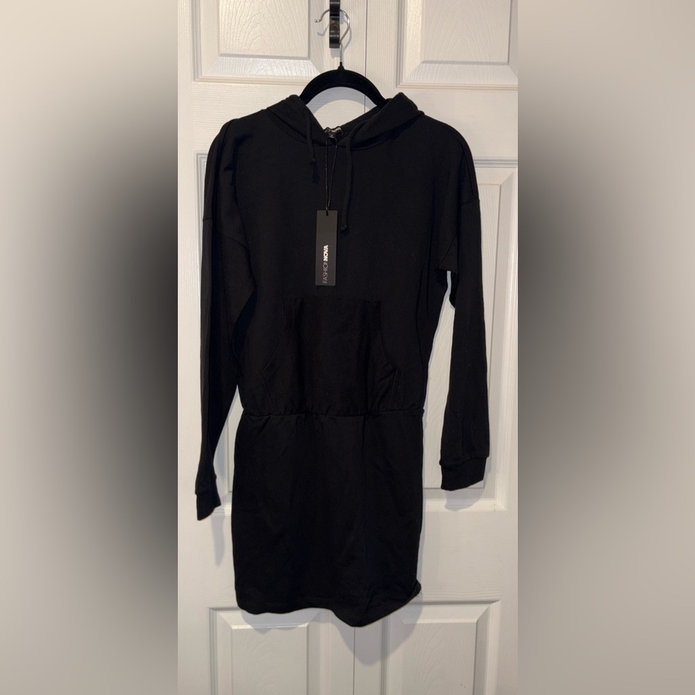 Fashion Nova Black Hoodie Dress